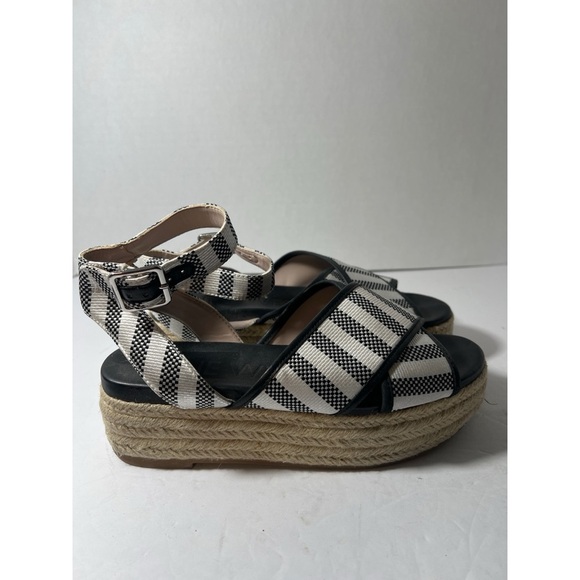 Nine West Black and White Striped Women's Sandals - Picture 4 of 8